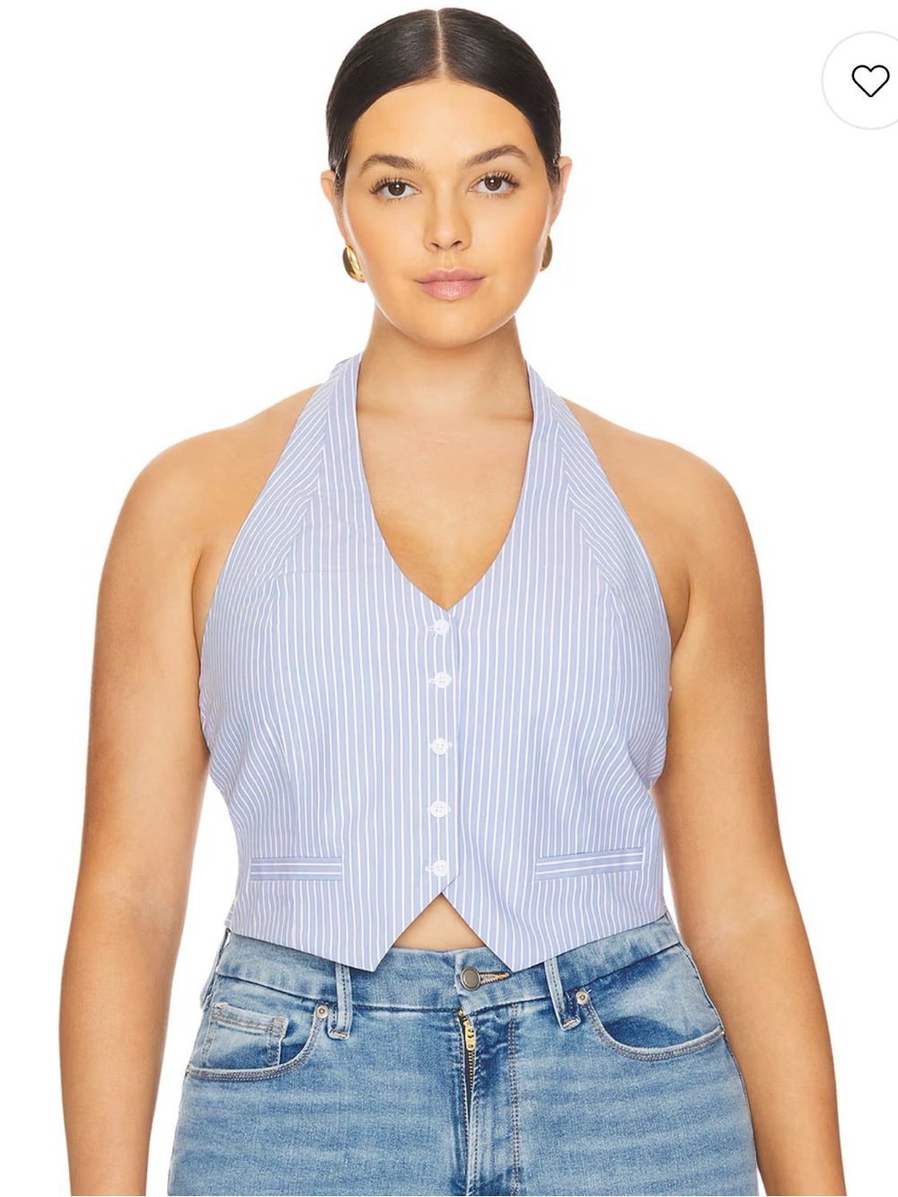 NWT Good American Halter Vest in Hot Girl Stripe Blue